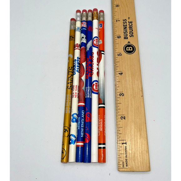Lot of 6 Vintage NFL & Baseball Football Teams Pencils Unsharpened RARE - Picture 2 of 6